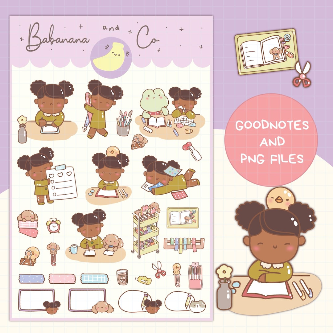 Hand Drawn Digital Stickers for Planners | Kawaii PNG Files (goodnotes ...