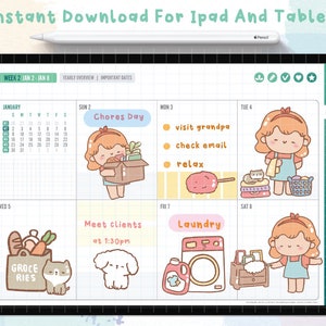 Cute Hand Drawn Chores Day Digital Stickers | Goodnotes Stickers ...