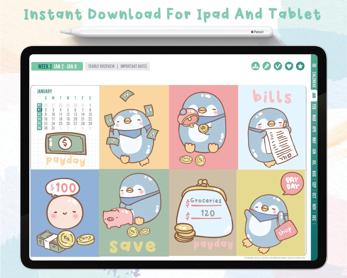 Pay Day Digital Stickers | Goodnotes Stickers | Cute Hand Draw | Digits ...