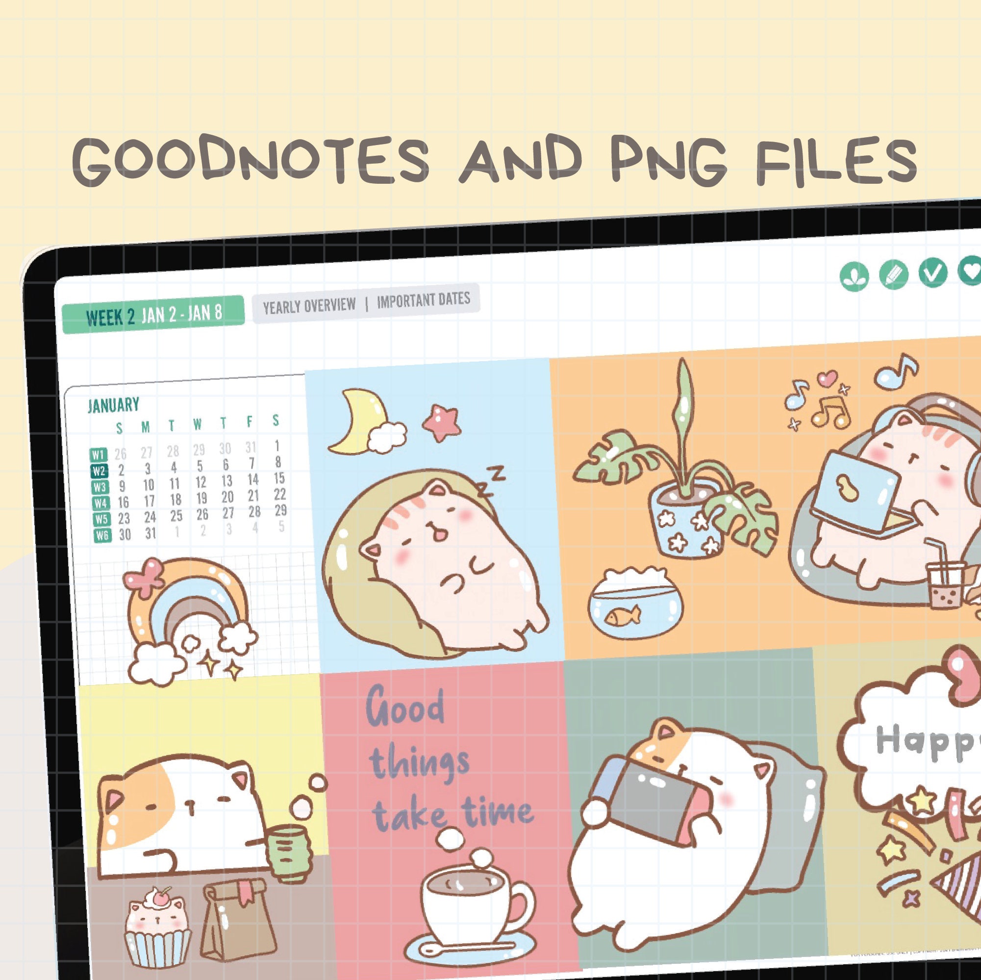 Lazy Day Digital Stickers | Goodnotes Stickers | Cute Hand Draw ...