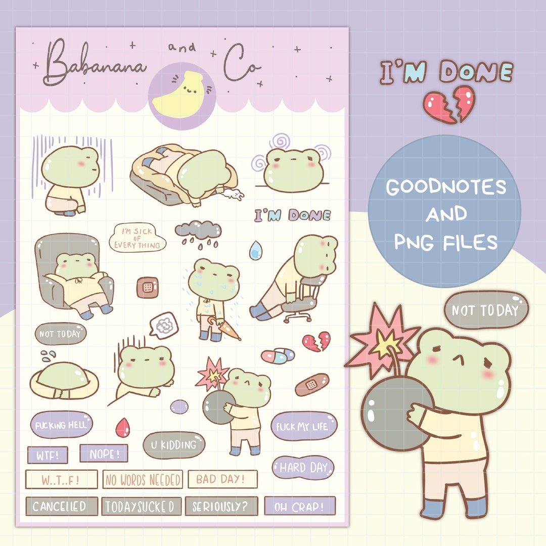 Cute Hand Drawn Hard Day Digital Stickers | Goodnotes Stickers | Digits ...