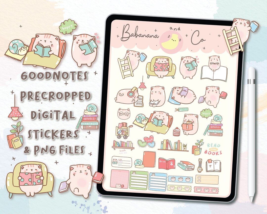 Reading Digital Stickers | Goodnotes Stickers | Cute Hand Draw | Digits ...