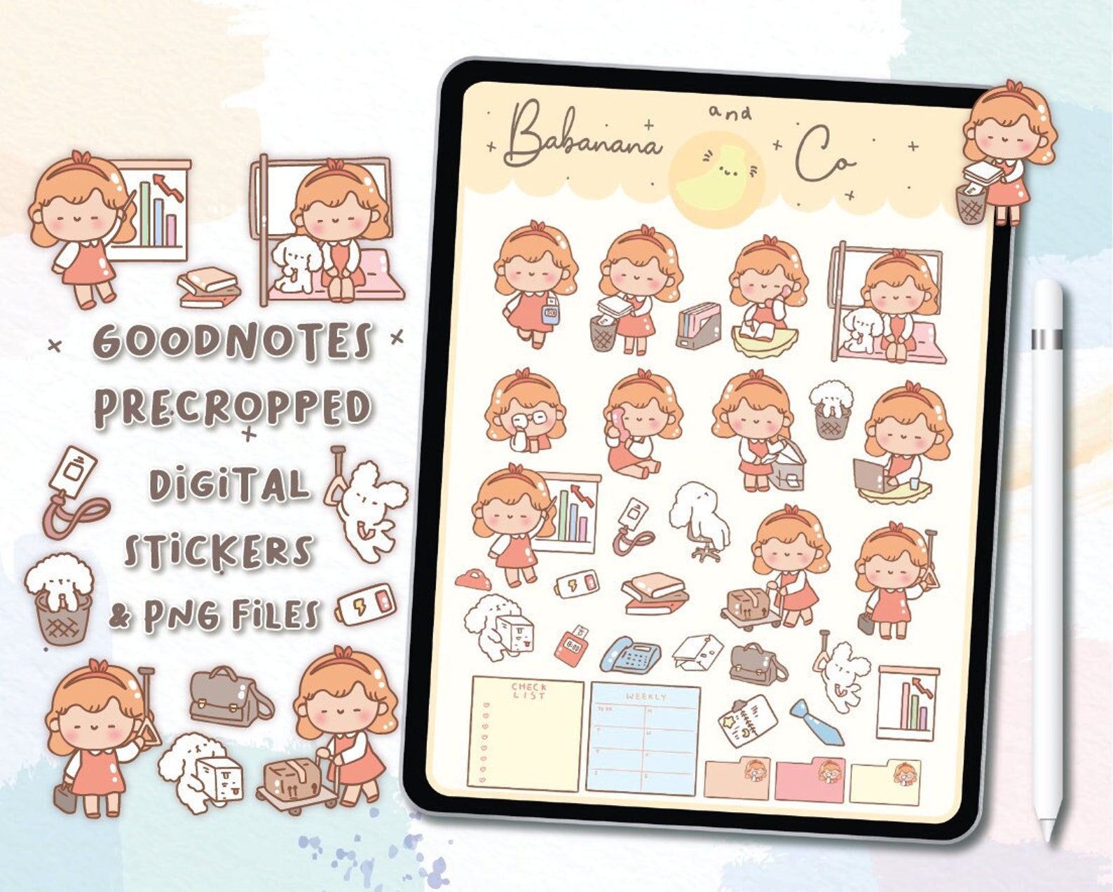 Work Day Digital Stickers | Goodnotes Stickers | Cute Hand Draw ...