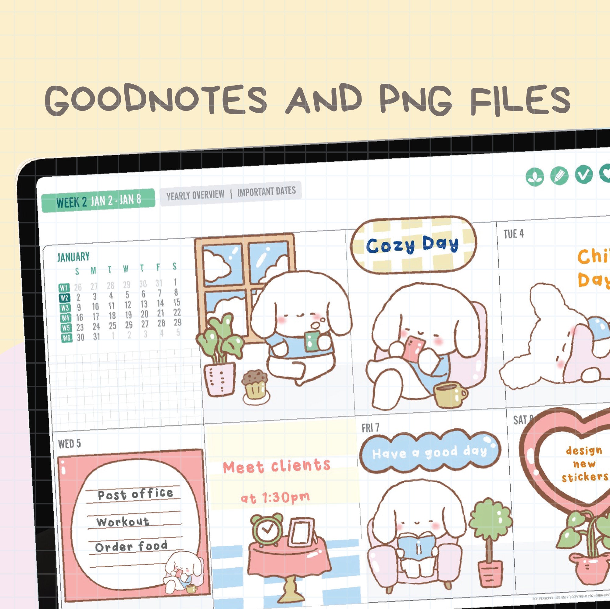 Hand-illustrated Cozy Day Digital Stickers | Goodnotes Stickers | Cute ...