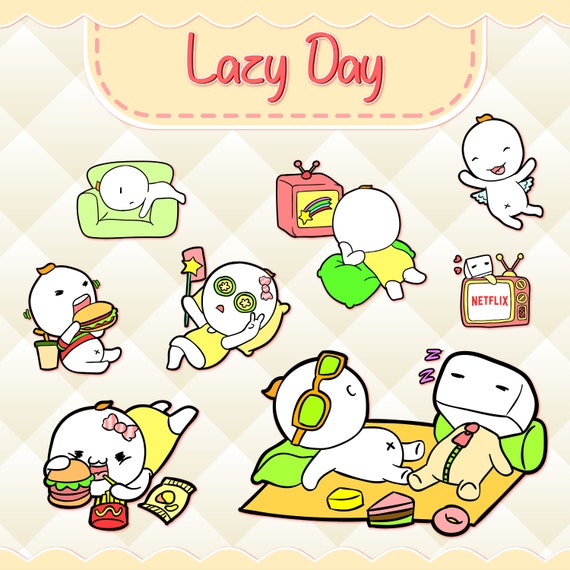 lazy Day Clipart Kawaii Download Cute lazy Day Clipart | Etsy