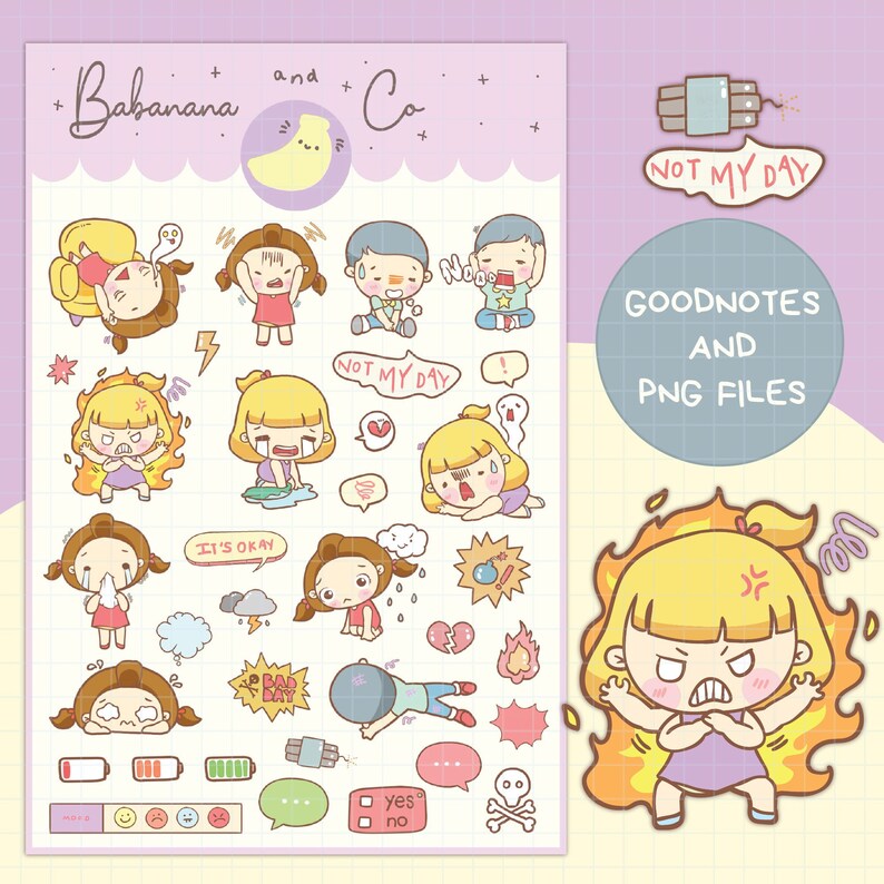 Bad Day Digital Stickers | Goodnotes Stickers | Cute Hand Draw | Digits ...