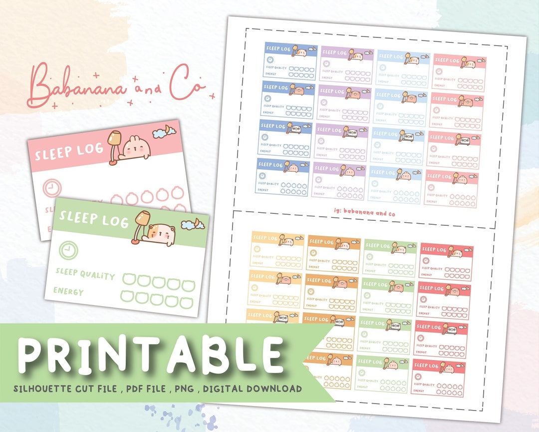 Sleep Log Printable,digital Stickers,hand Drawn Design,printable ...