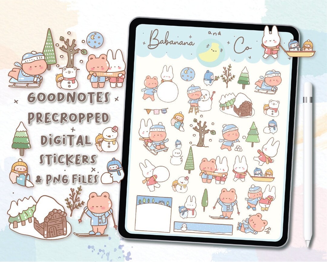 Happy Winter Digital Stickers | Goodnotes Stickers | Cute Hand Draw ...