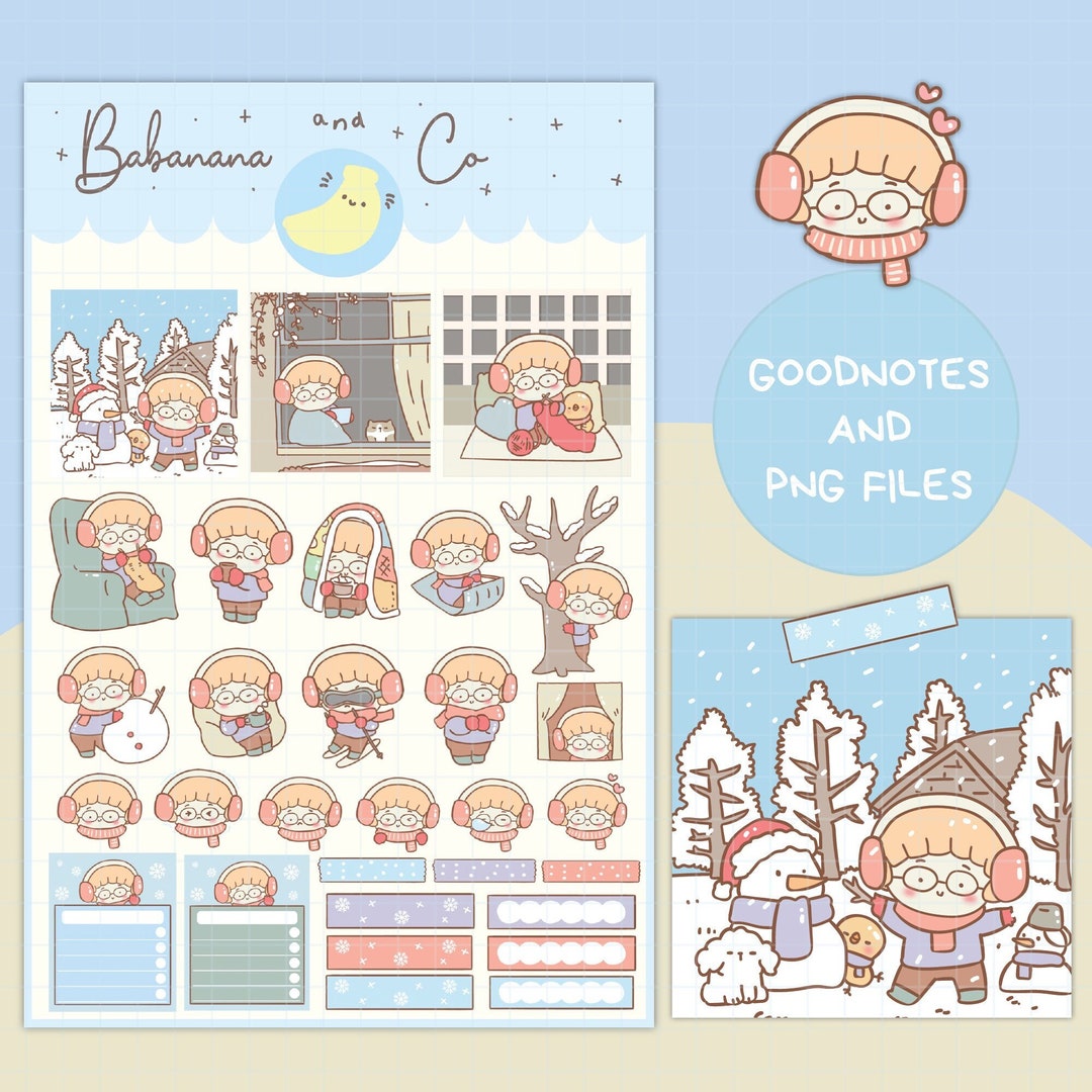 Cozy Winter Digital Stickers | Goodnotes Stickers | Cute Hand Draw ...