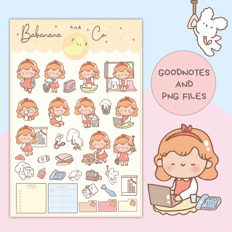 Work Day Digital Stickers | Goodnotes Stickers | Cute Hand Draw ...