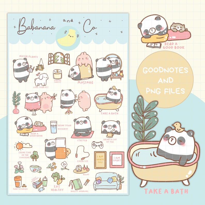 Self Care Digital Stickers | Goodnotes Stickers | Cute Hand Draw ...