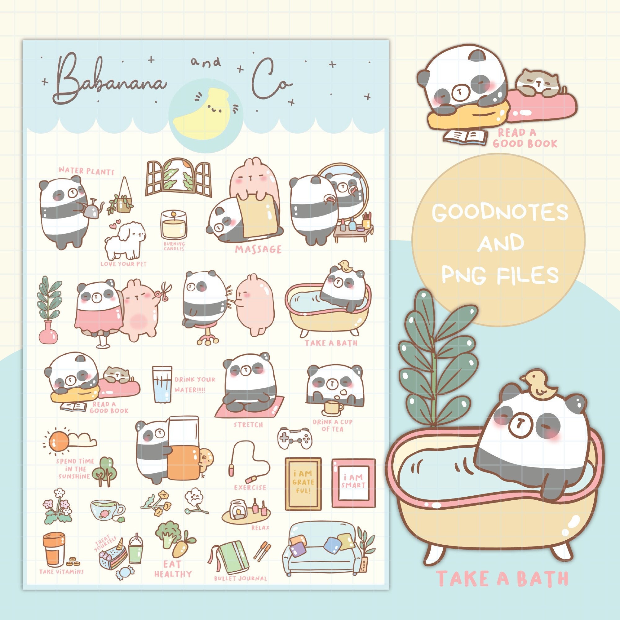 Self Care Digital Stickers | Goodnotes Stickers | Cute Hand Draw ...