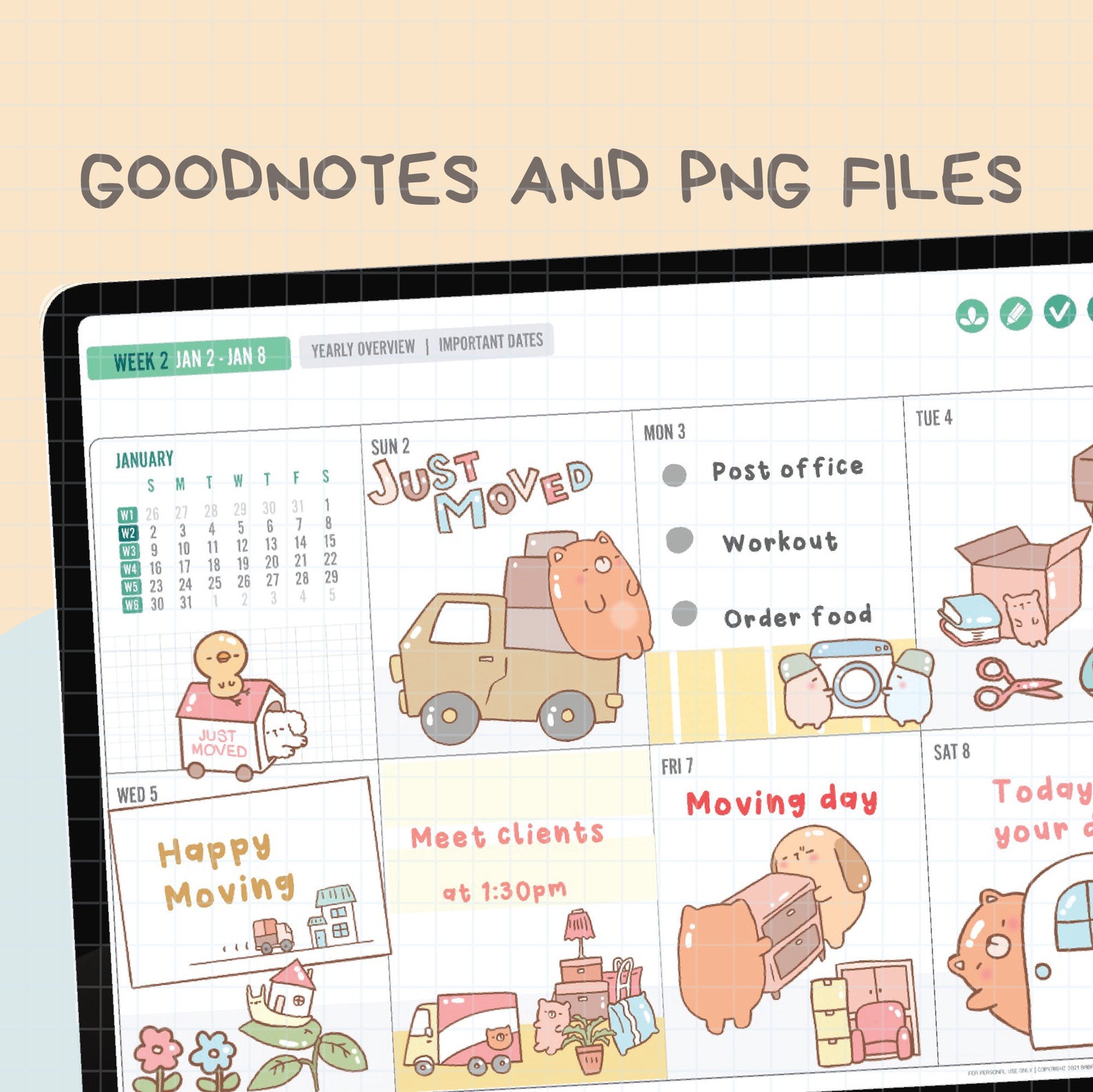 Cute Hand Drawn Moving Digital Stickers | Goodnotes Stickers | Digits ...