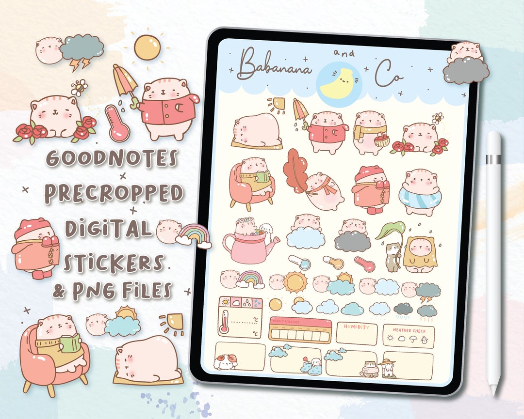 Weather Digital Stickers | Goodnotes Stickers | Cute Hand Draw | Digits ...