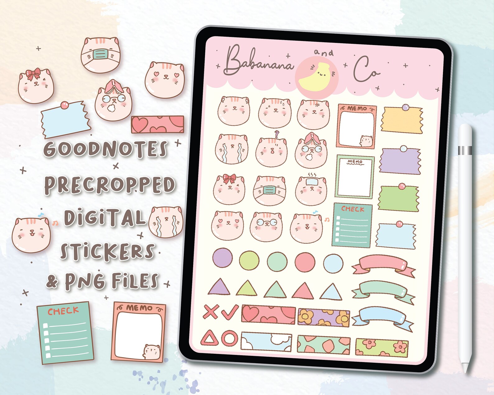 Cute Emoticon Digital Stickers | Goodnotes Stickers | Cute Hand Draw ...
