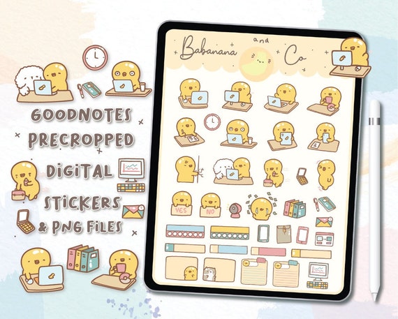 Work Digital Stickers Goodnotes Stickers Cute Hand Draw | Etsy
