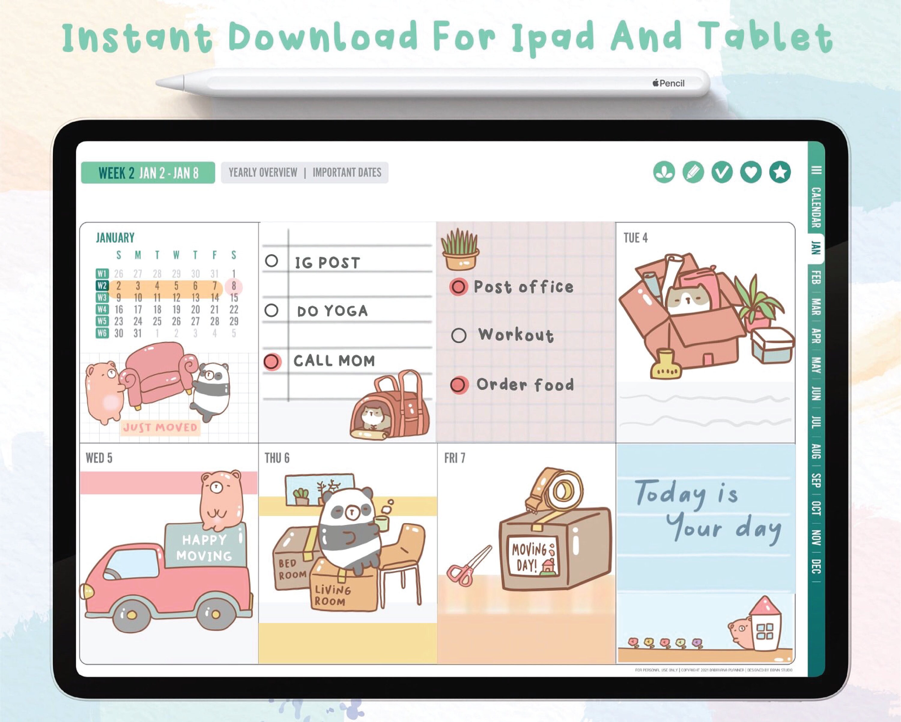 Moving Digital Stickers | Goodnotes Stickers | Cute Hand Draw | Digits ...