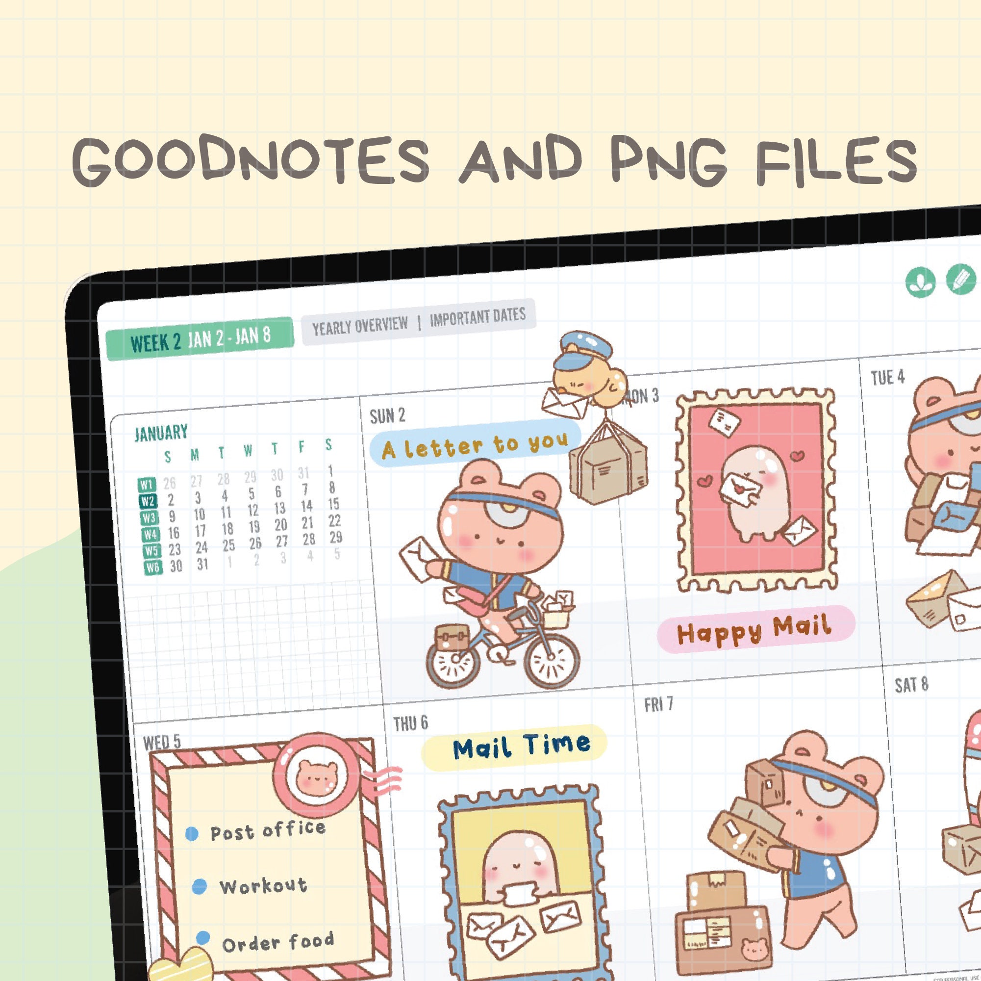 Cute Hand Drawn Mister Postman Digital Stickers | Goodnotes Stickers ...