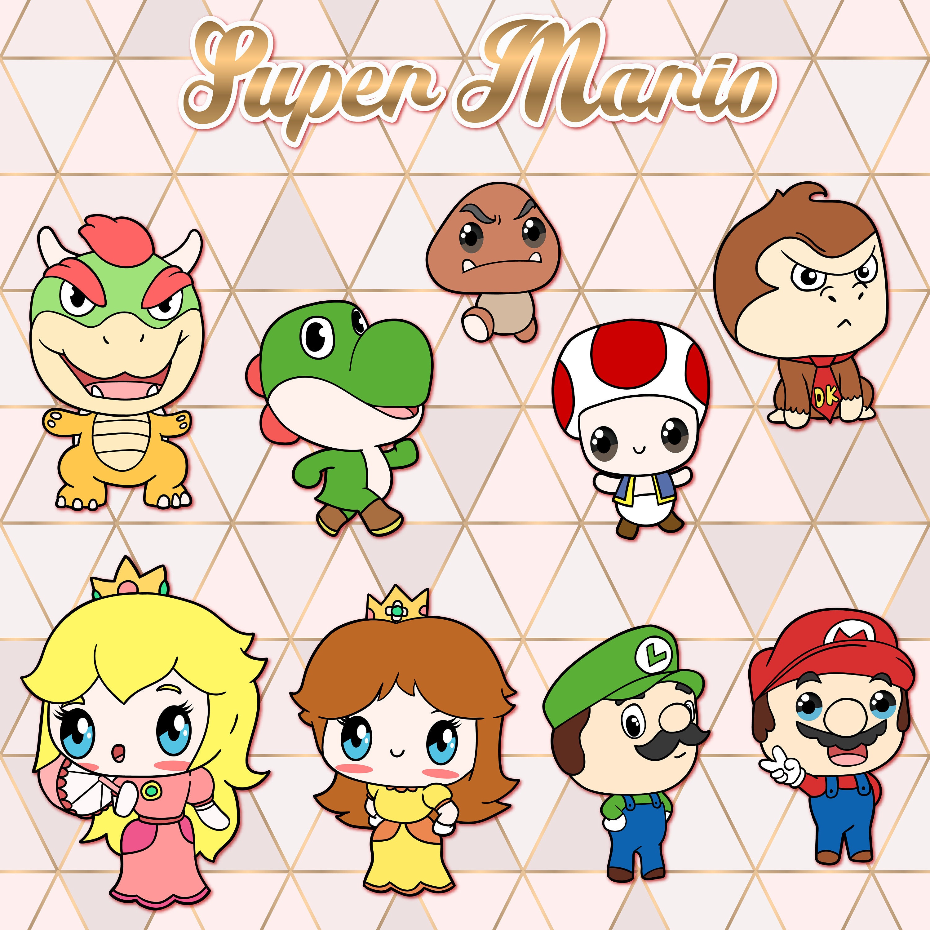 Super Mario Clipart Kawaii Design Download Cute Super Etsy