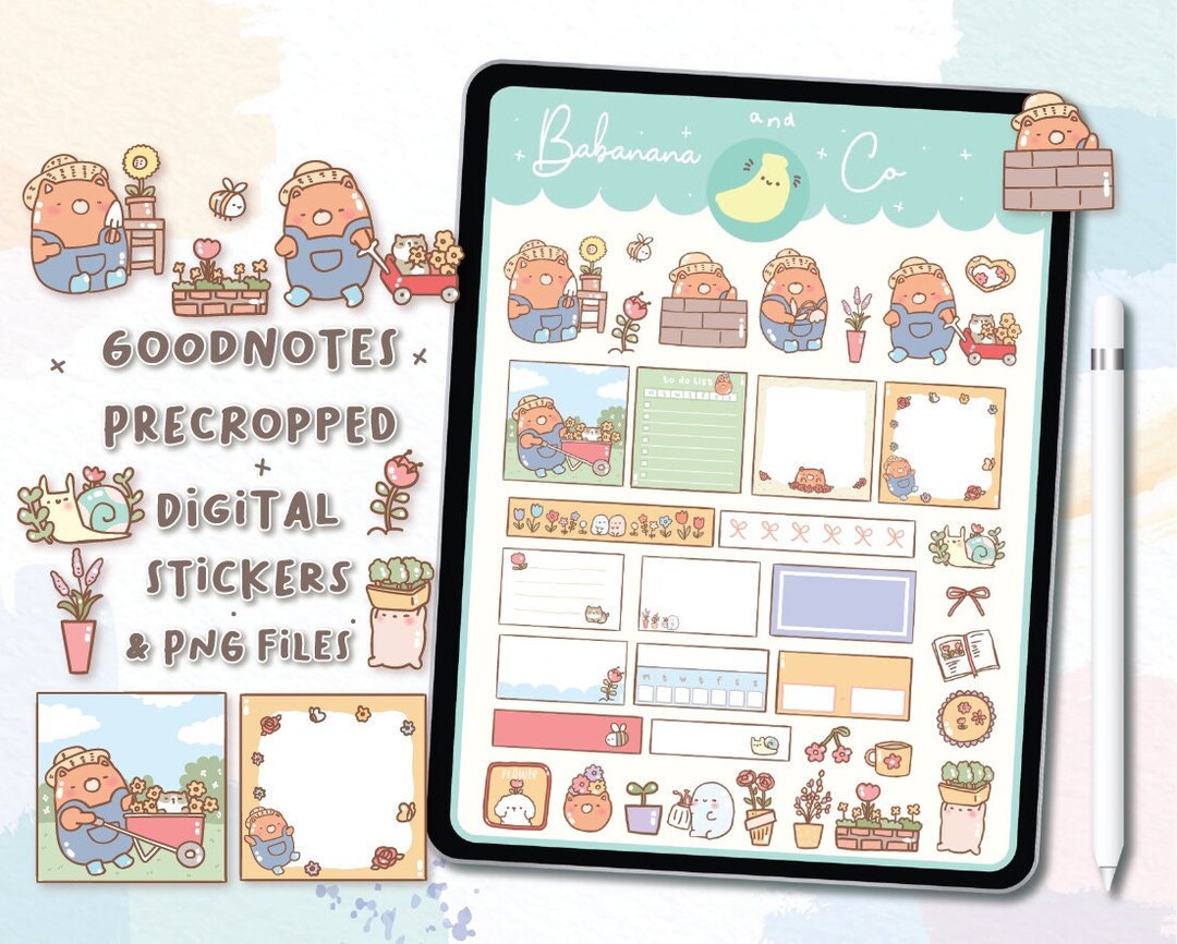 Garden Digital Stickers | Goodnotes Stickers | Cute Hand Draw | Digits ...