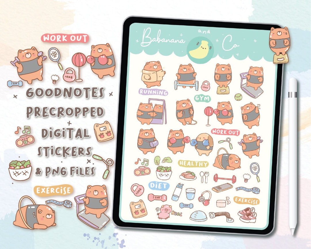 Workout Digital Stickers | Goodnotes Stickers | Cute Hand Draw | Digits ...