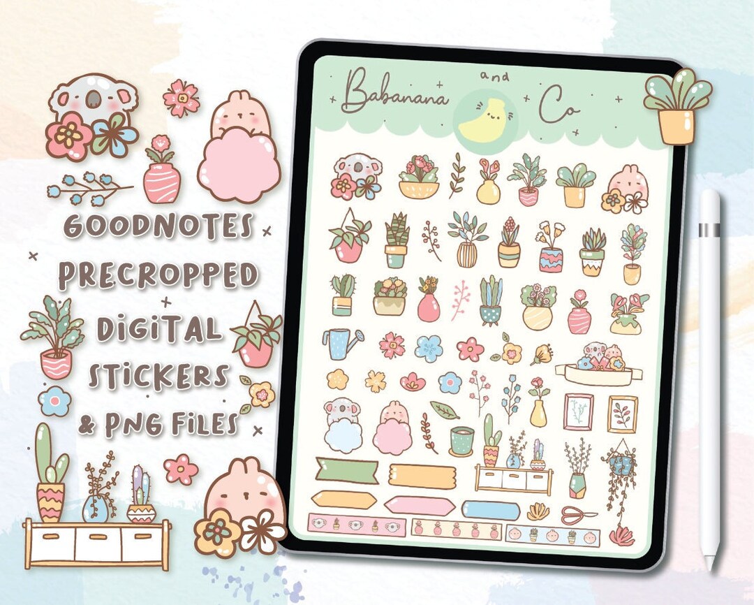 Pretty Flowers Digital Stickers Goodnotes Stickers Cute Hand Draw ...