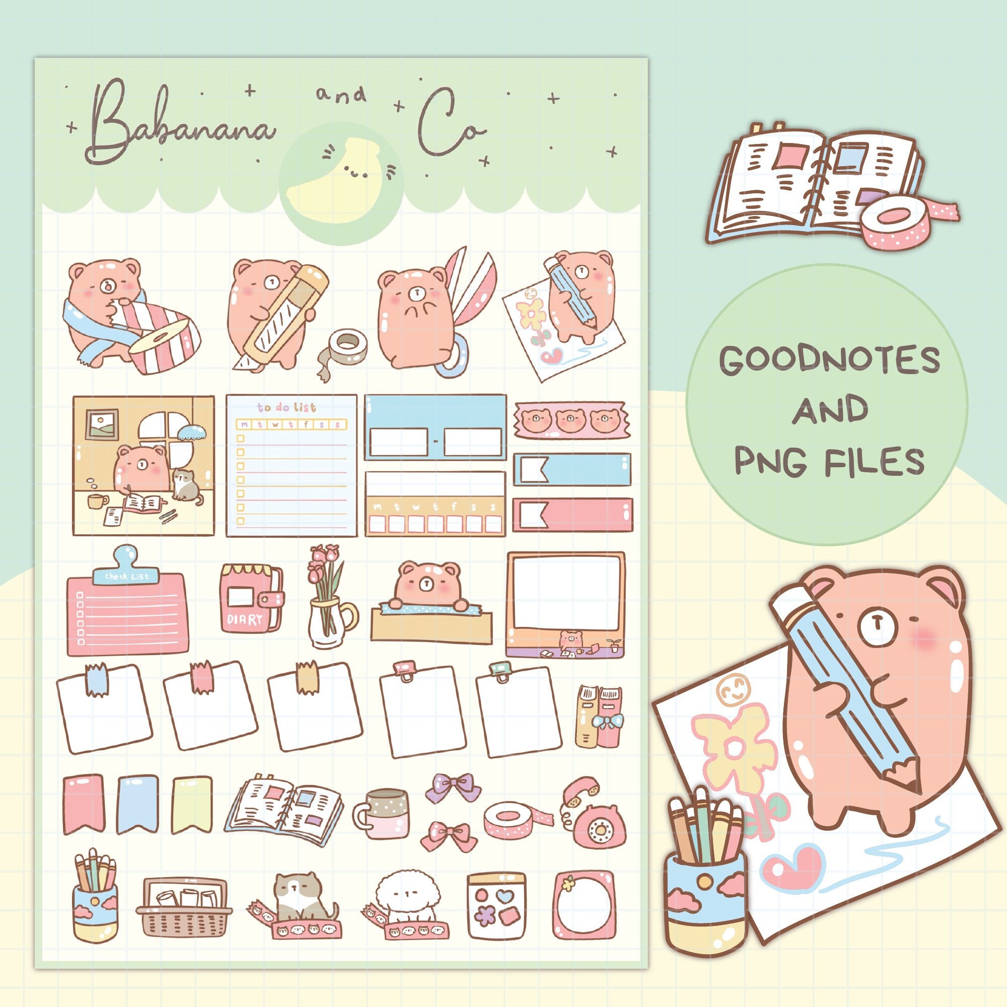 Cute Hand Drawn Planning Digital Stickers | Goodnotes Stickers | Cute ...