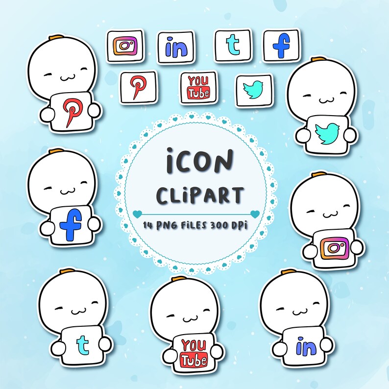 Icon Clipart Kawaii Design Download Cute Icon Clipart Etsy