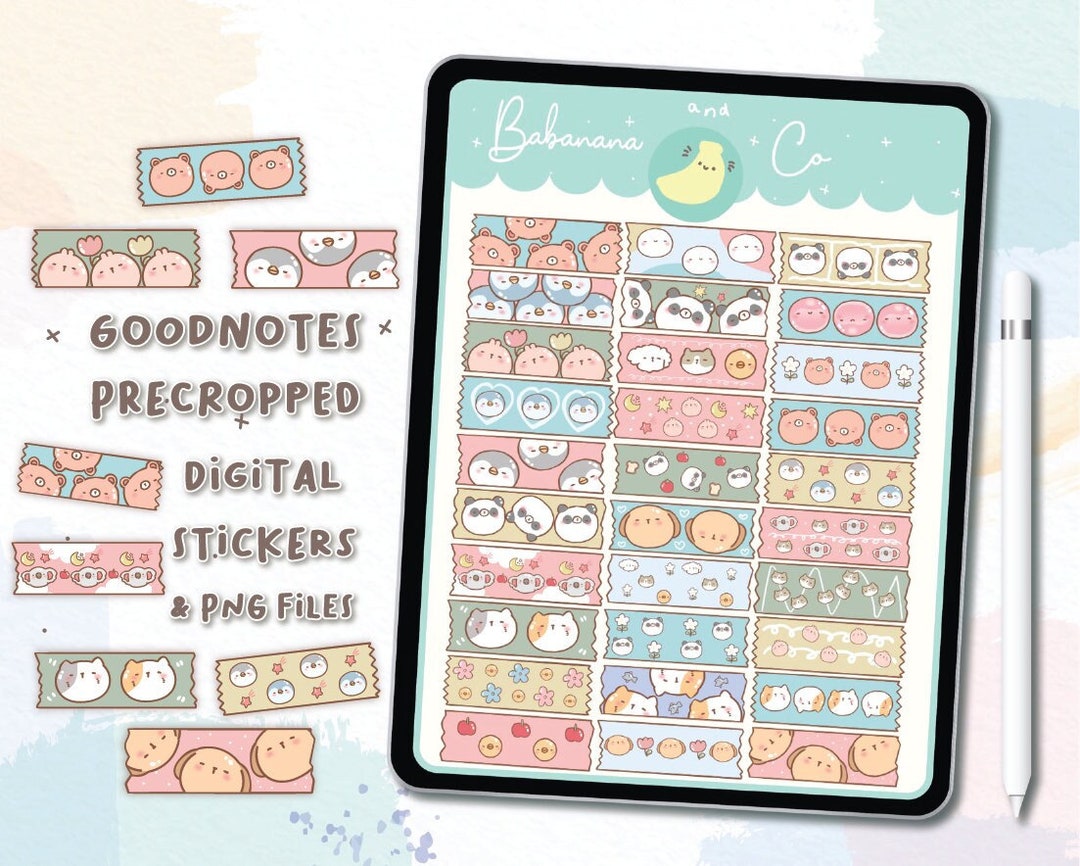 Cute Washi Digital Stickers | Goodnotes Stickers | Cute Hand Draw ...