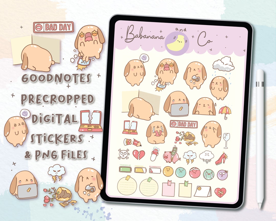 Cute Hand Drawn Bad Day Digital Stickers | Goodnotes Stickers | Digits ...