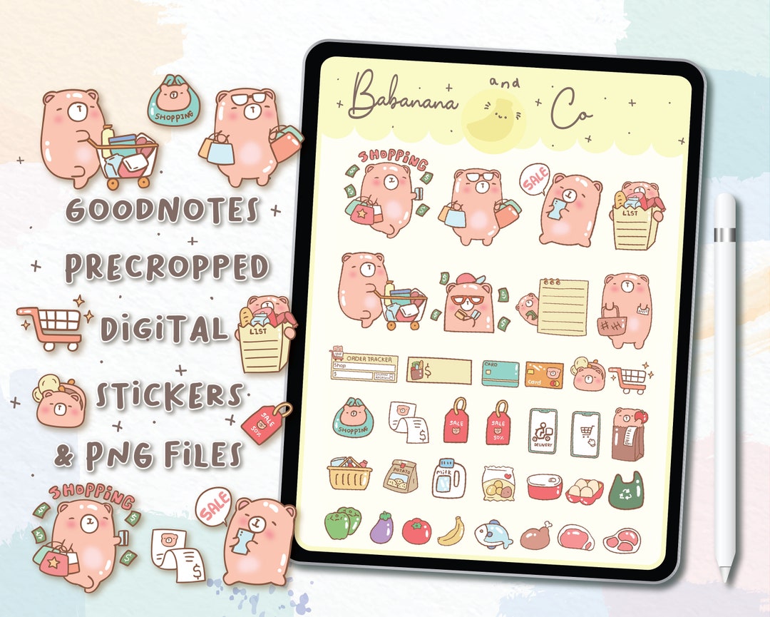 Shopping Day Digital Stickers | Goodnotes Stickers | Cute Hand Draw ...