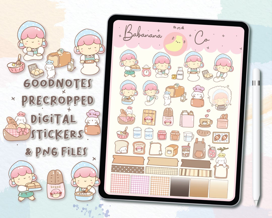Cute Hand Drawn Bread Digital Stickers | Goodnotes Stickers | Digits ...