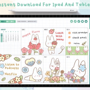 Flora Digital Stickers | Goodnotes Stickers | Cute Hand Draw | Digits ...
