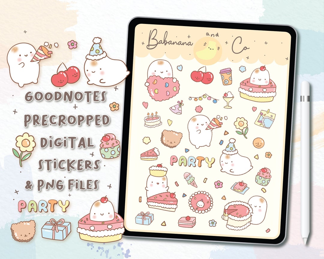 Cute Hand Drawn Party Digital Stickers | Goodnotes Stickers | Digits ...