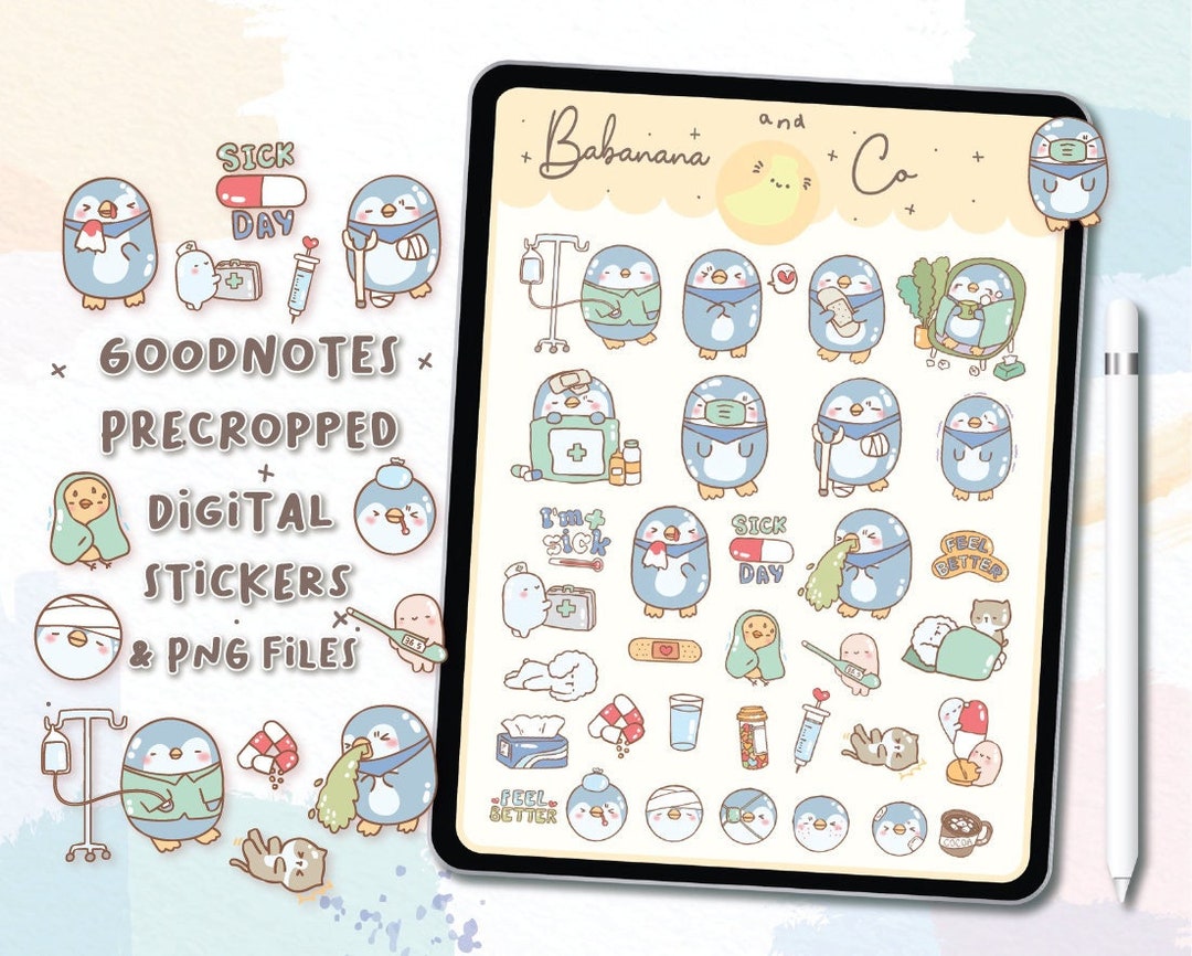 Illness Digital Stickers | Goodnotes Stickers | Cute Hand Draw | Digits ...