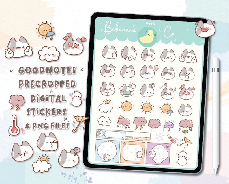 Mood and Weather Digital Stickers | Goodnotes Stickers | Cute Hand Draw ...