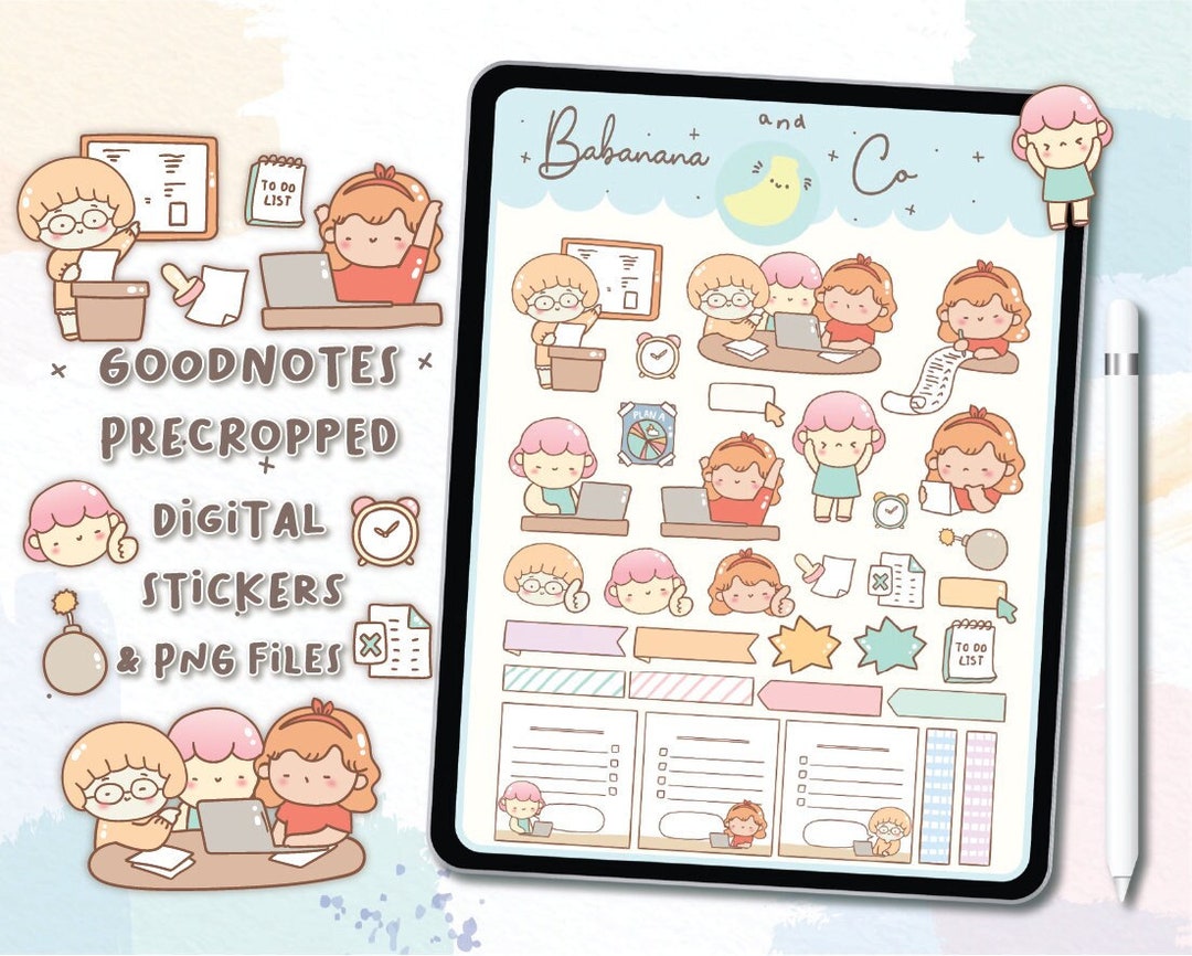 Working Digital Stickers | Goodnotes Stickers | Cute Hand Draw | Digits ...