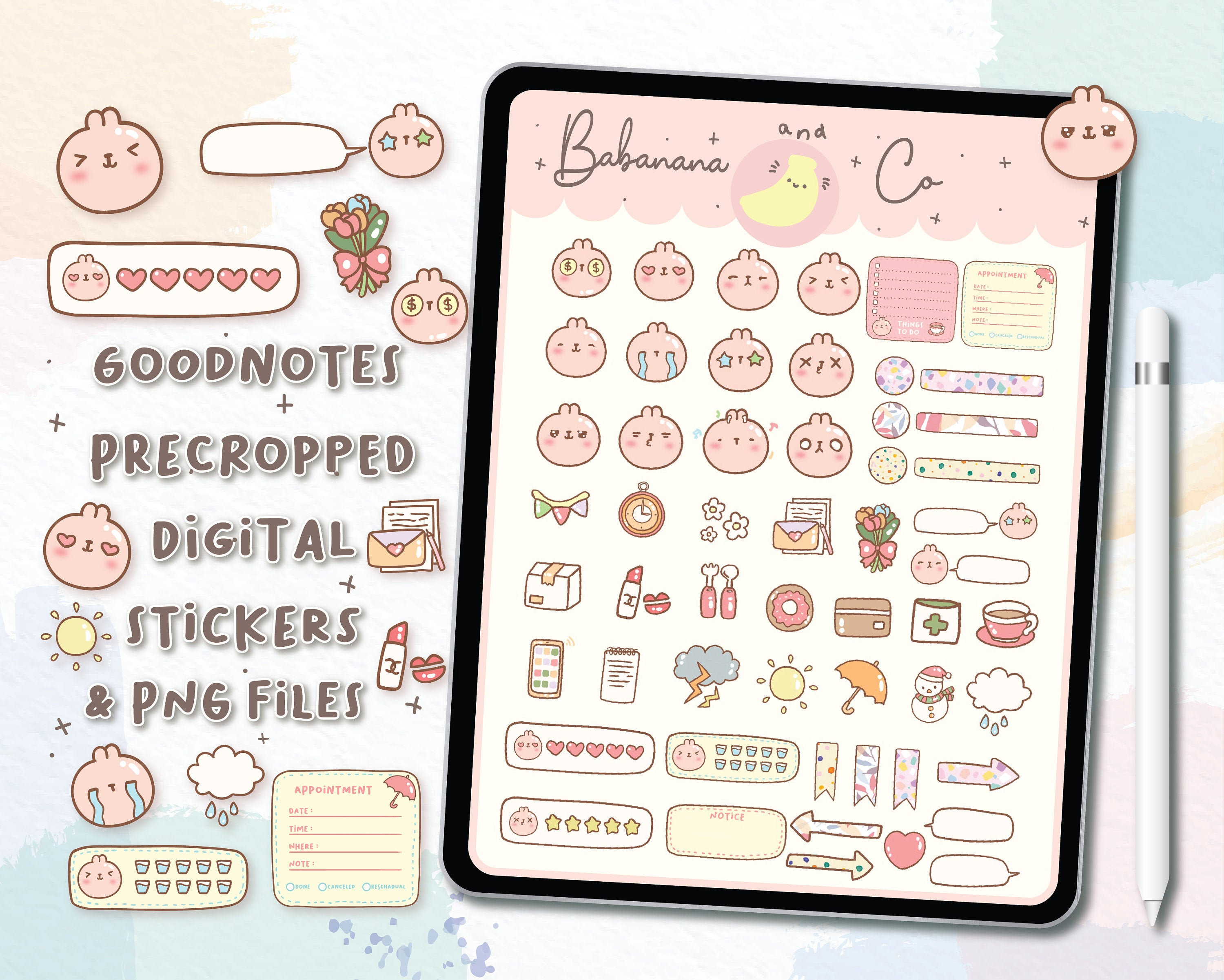 Cute Emoticon Digital Stickers | Goodnotes Stickers | Cute Hand Draw ...