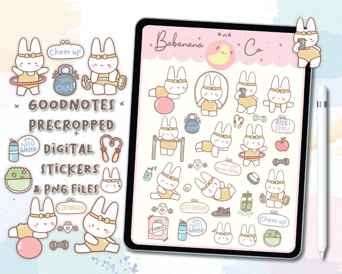 Ip/it Sticker Work Out Digital Stickers | Goodnotes Stickers | Cute Hand Draw ...