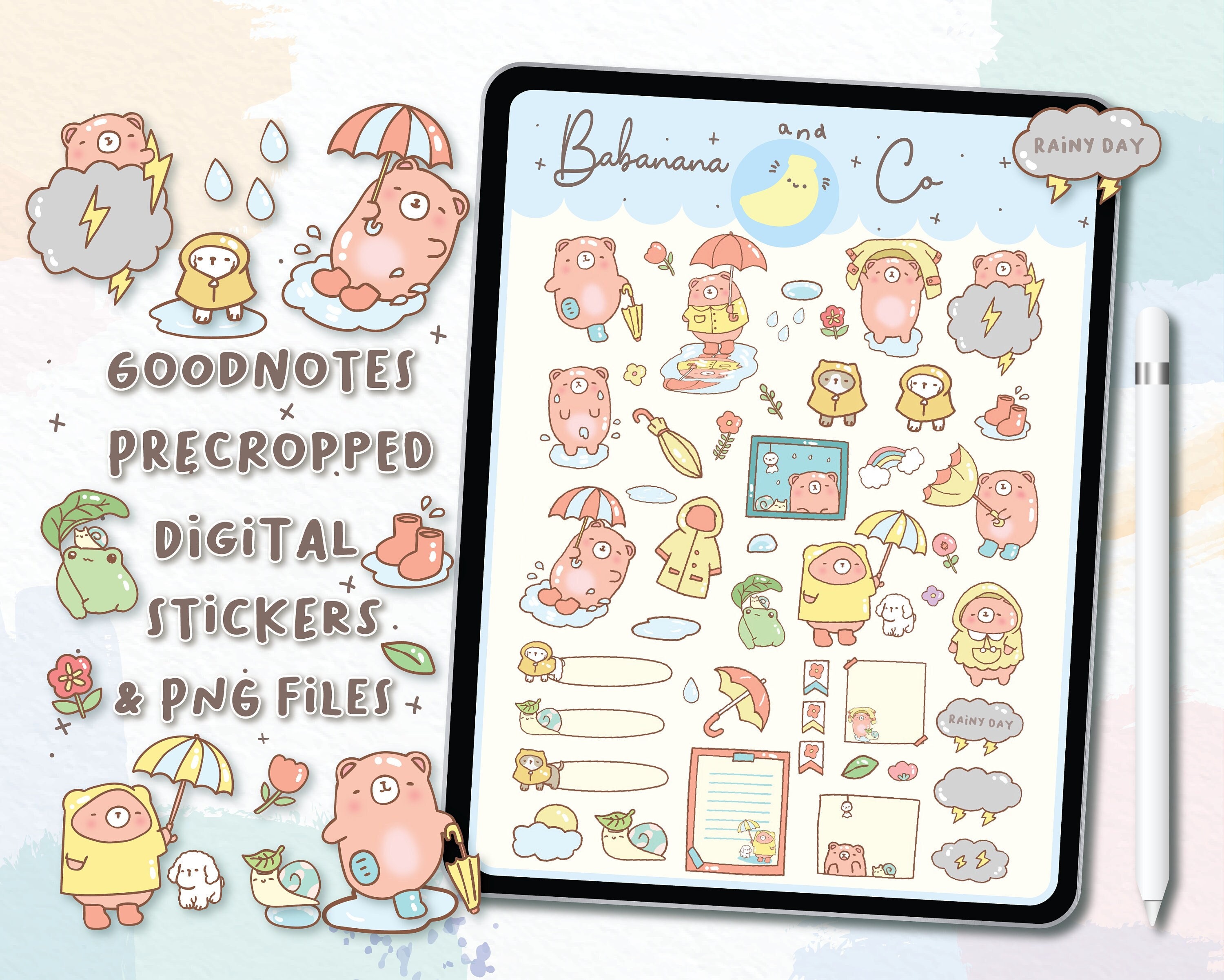 Rainy Reading Journaling Stickers Digital Download – Erin Floto Designs