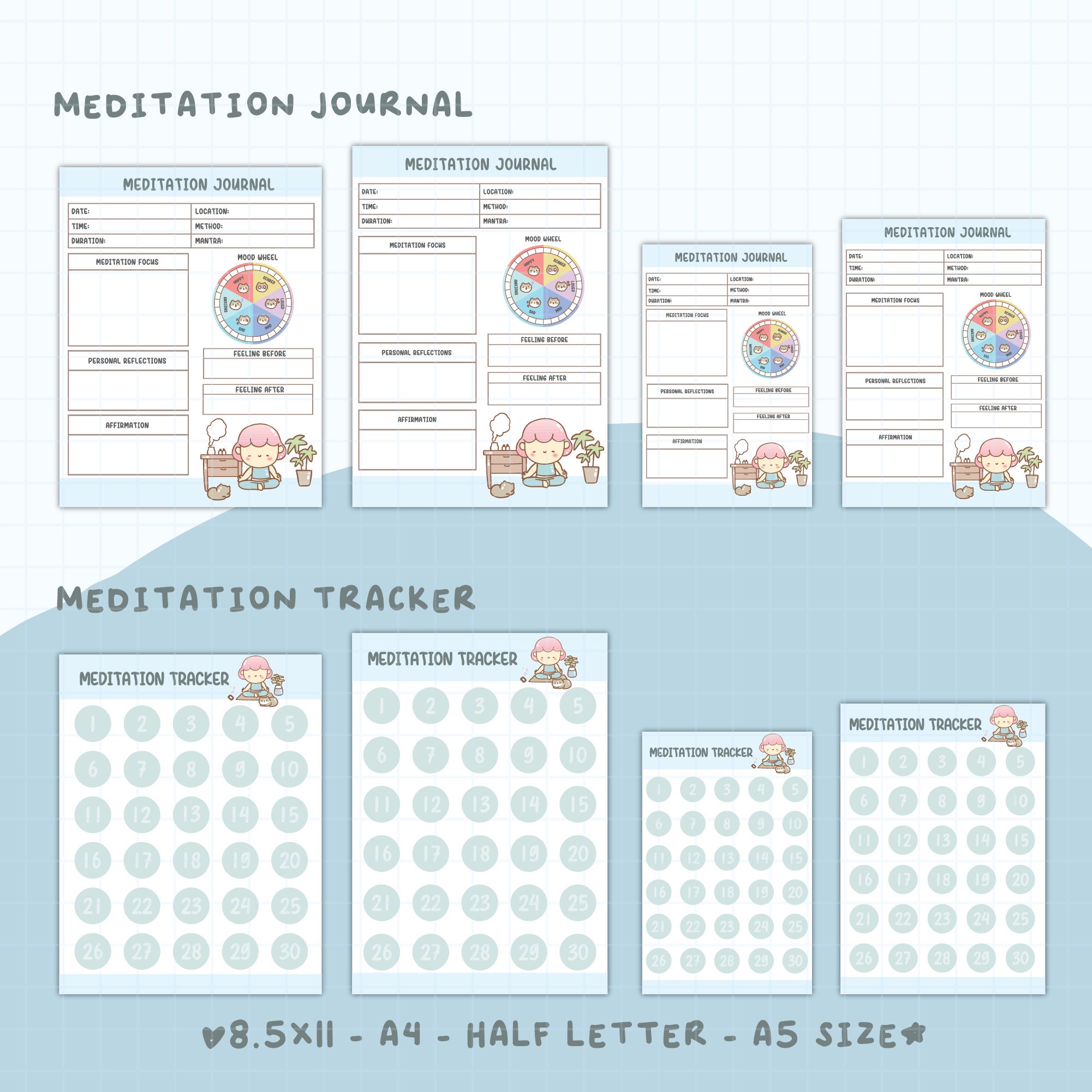 Meditation Tracker Printable | Meditation Journal | Meditation Log | 30 ...