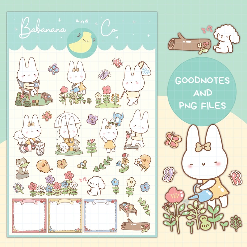Cute Hand Drawn Cute Spring Digital Stickers | Goodnotes Stickers ...