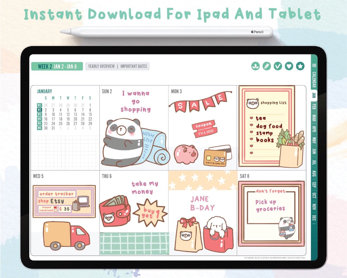 Shop Day Digital Stickers | Goodnotes Stickers | Cute Hand Draw ...