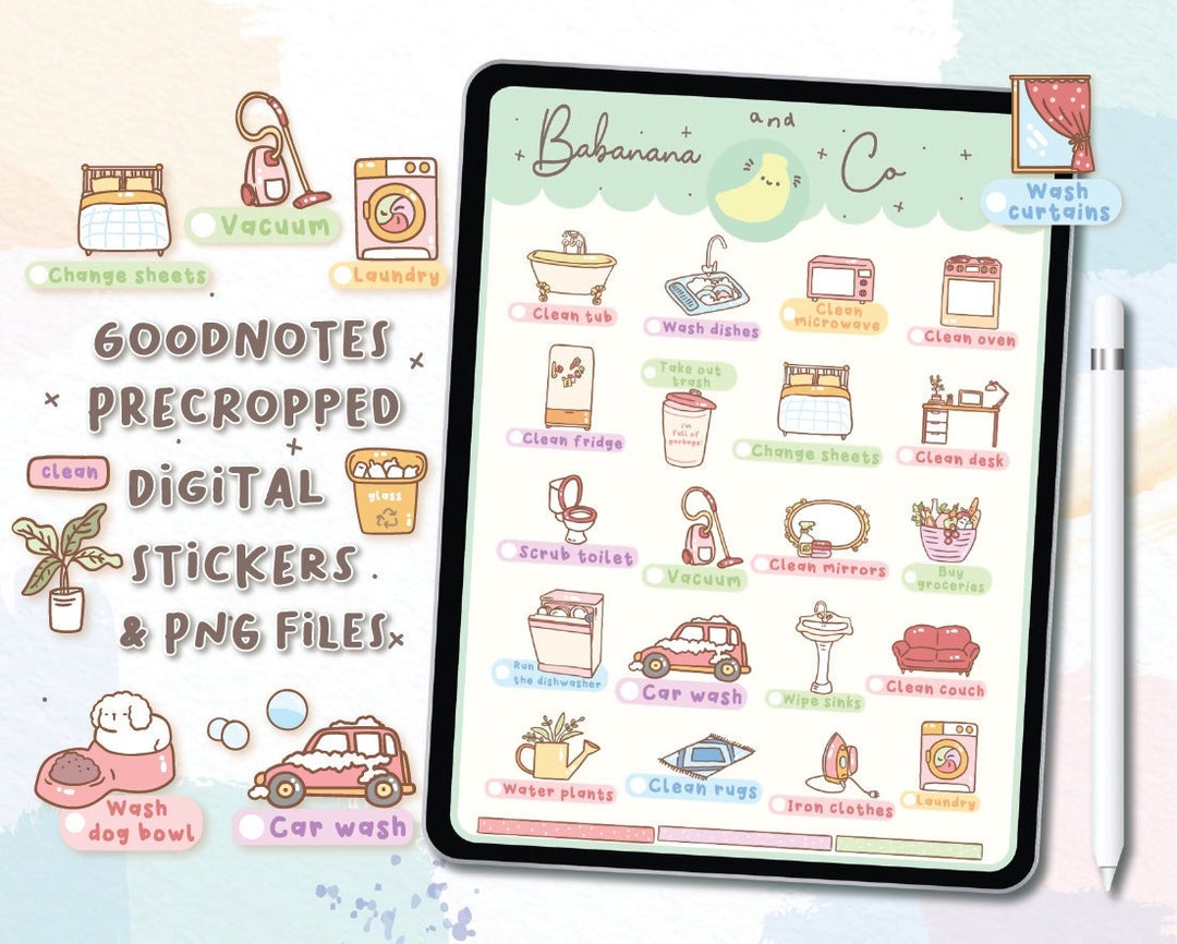 Cute Hand Drawn Clean Icons Digital Stickers | Goodnotes Stickers ...