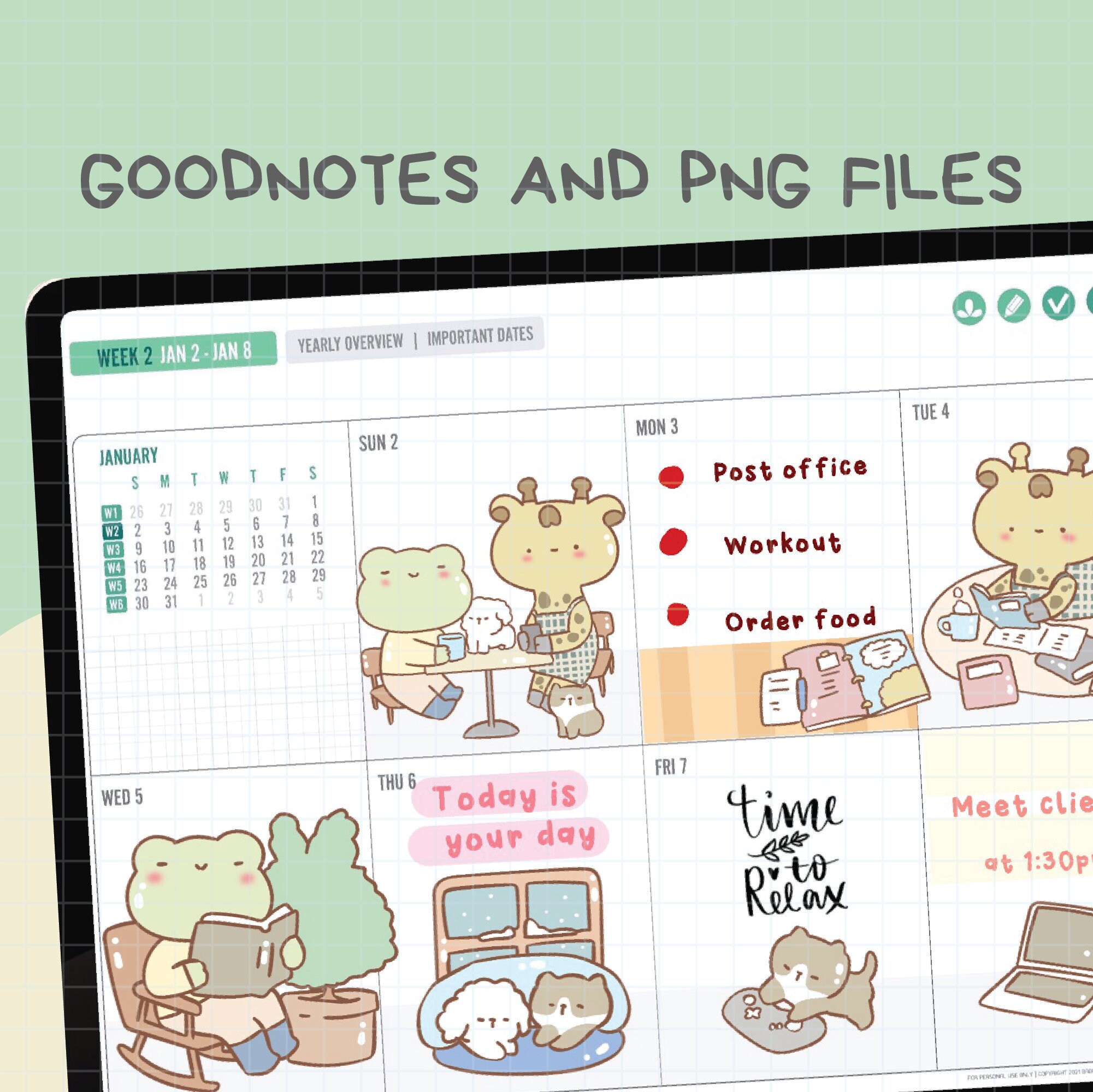 My Day Digital Stickers | Goodnotes Stickers | Cute Hand Draw | Digits ...