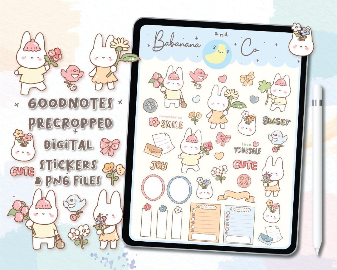 Fresh Flowers Digital Stickers | Goodnotes Stickers | Cute Hand Draw ...