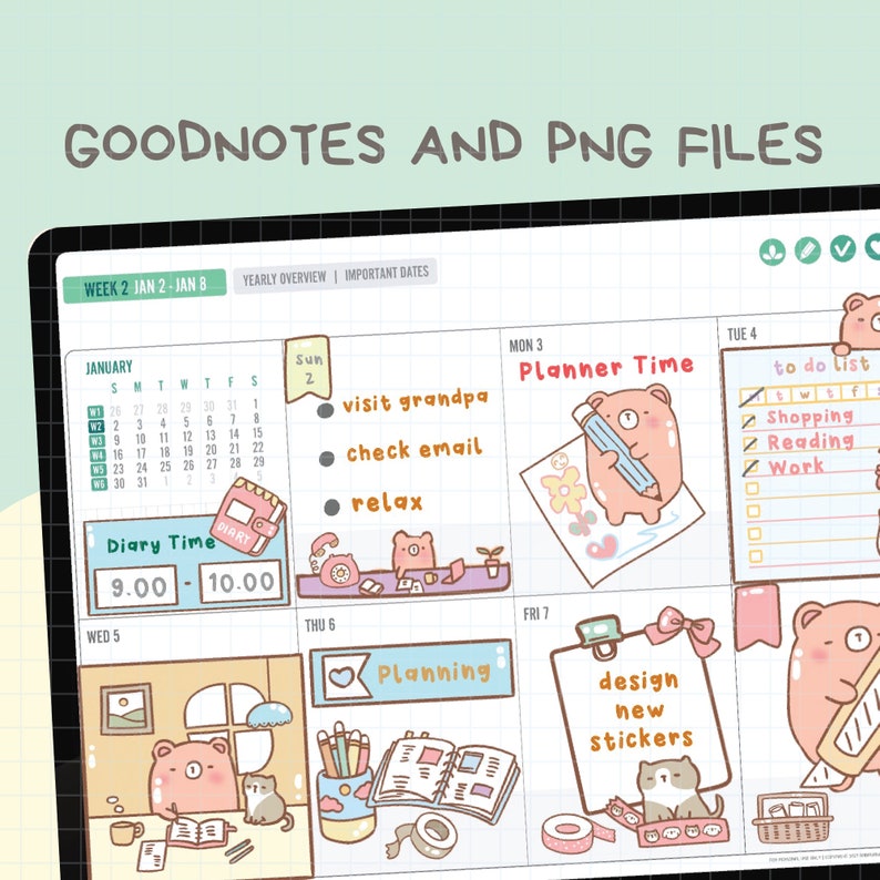 Cute Hand Drawn Planning Digital Stickers | Goodnotes Stickers | Cute ...