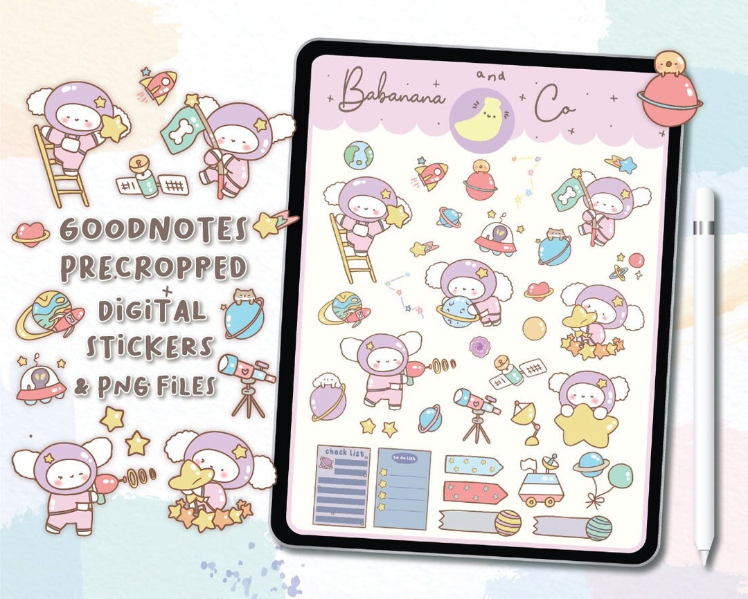 Cute Space Digital Stickers | Goodnotes Stickers | Cute Hand Draw ...