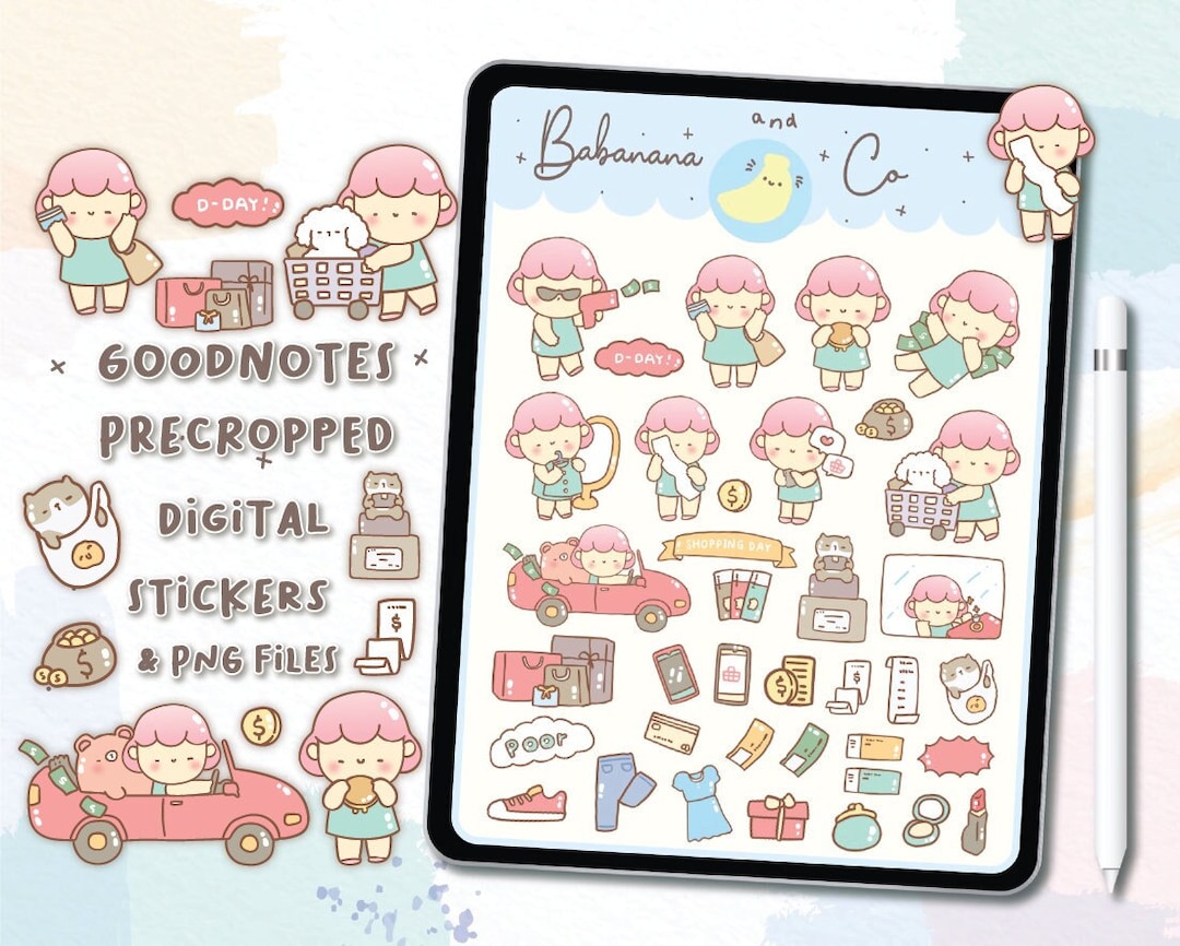 Shopping Day Digital Stickers | Goodnotes Stickers | Cute Hand Draw ...