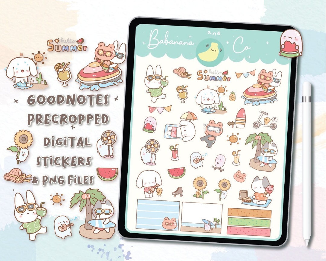 Summer Time Digital Stickers | Goodnotes Stickers | Cute Hand Draw ...